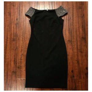 Calvin Klein off the shoulder black dress